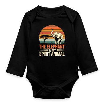 The elephant is my power animal - Organic Longsleeve Baby Bodysuit - black - Front