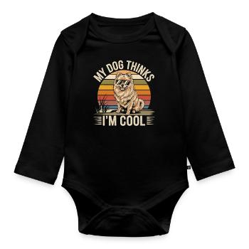 Pomeranian Dog Pomeranian - Organic Longsleeve Baby Bodysuit - black - Front