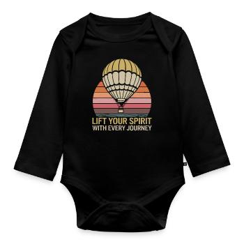 Heißluftballon Inspiration Zitat: Erhebe Deinen - Baby Bio-Langarm-Body - Schwarz - Vorne