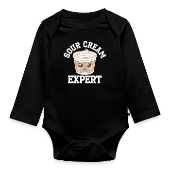 Sour Cream Expert Lustige Illustration - Baby Bio-Langarm-Body - Schwarz - Vorne