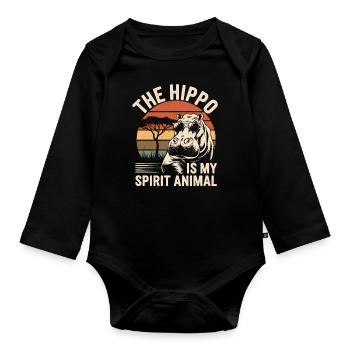 Das Nilpferd Ist Mein Spirituelles Tier - Baby Bio-Langarm-Body - Schwarz - Vorne