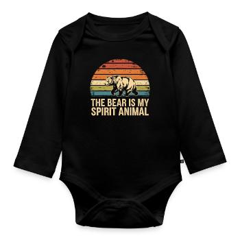 Bär The Bear Is My Spirit Animal - Organic Longsleeve Baby Bodysuit - black - Front