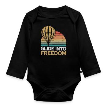 Montgolfière : glissez vers la liberté - Body Bébé bio manches longues - noir - Devant