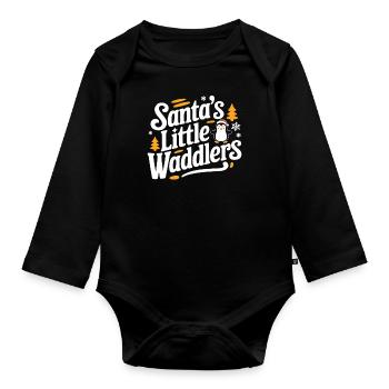 Santast Kleine Watscheler Pinguin Weihnachten - Baby Bio-Langarm-Body - Schwarz - Vorne