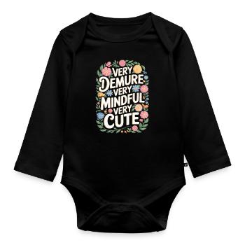 Très retenu, très attentif, très doux - Body Bébé bio manches longues - noir - Devant