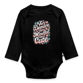 Très retenu, très attentif, très doux - Body Bébé bio manches longues - noir - Devant