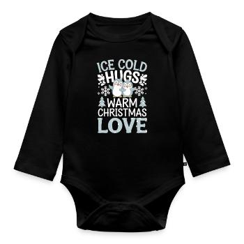 Des câlins glacés, un amour de Noël chaleureux, - Body Bébé bio manches longues - noir - Devant