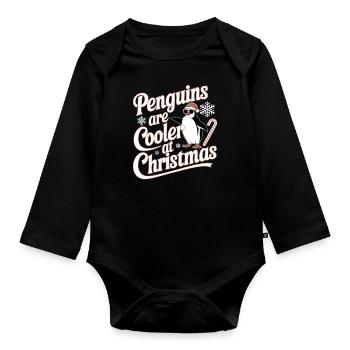 Pinguine Sind Cooler Zu Weihnachten - Baby Bio-Langarm-Body - Schwarz - Vorne