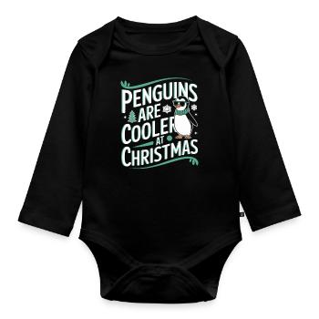 Pinguine Sind Cooler Zu Weihnachten - Baby Bio-Langarm-Body - Schwarz - Vorne