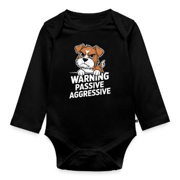 Avertissement Chien passif agressif - Body Bébé bio manches longues - noir - Devant