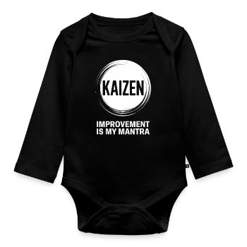 Kaizen improvement is my mantra - Organic Longsleeve Baby Bodysuit - black - Front