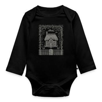 Dark Cottagecore Fairytale House in the Woods - Organic Longsleeve Baby Bodysuit - black - Front