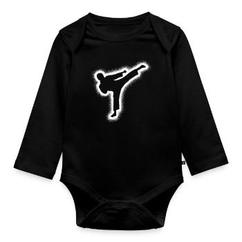 Taekwondo Martial Arts Kids Boys Men Karate - Organic Longsleeve Baby Bodysuit - black - Front