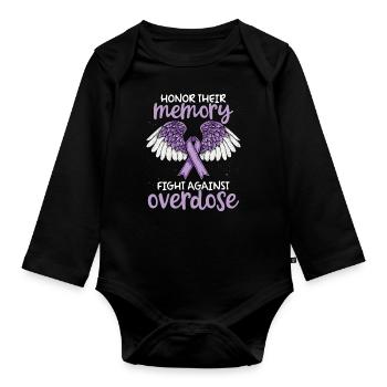 Honor their Memory Overdose Awareness Support - Baby Bio-Langarm-Body - Schwarz - Vorne