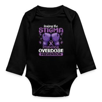 Mettre fin à la stigmatisation : promouvoir la sensibilisation aux surdoses - Body Bébé bio manches longues - noir - Devant