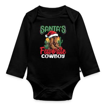 Les vacances de Noël western de cow-boy préférées du Père Noël - Body Bébé bio manches longues - noir - Devant