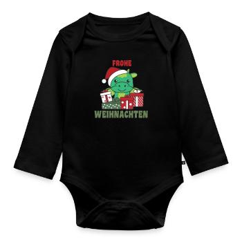Joyeux Noël Dragon Veille de Noël Dragon - Body Bébé bio manches longues - noir - Devant