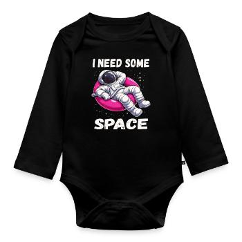 Ich brauche etwas Freiraum - Entspannter Astronaut - Baby Bio-Langarm-Body - Schwarz - Vorne