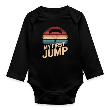 Ma première aventure de saut en parachute - Body Bébé bio manches longues - noir - Devant
