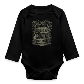 Maison de conte de fées sombre Cottagecore - Body Bébé bio manches longues - noir - Devant