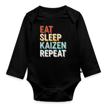 Eat Sleep Kaizen Improvement Repeat Motivation - Baby Bio-Langarm-Body - Schwarz - Vorne