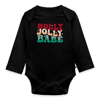 Holly Jolly Babe | Retro Christmas vibe - Organic Longsleeve Baby Bodysuit - black - Front