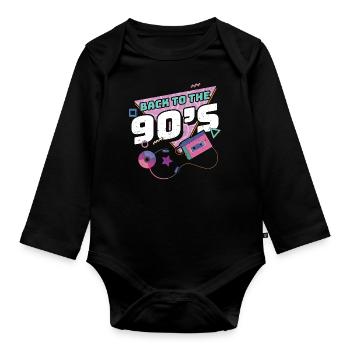 nineties - Organic Longsleeve Baby Bodysuit - black - Front