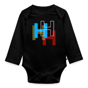 H Letter - Organic Longsleeve Baby Bodysuit - black - Front