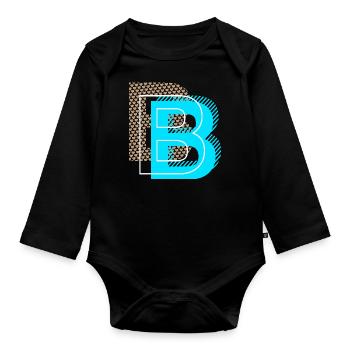 Cooler Buchstabe B - Baby Bio-Langarm-Body - Schwarz - Vorne