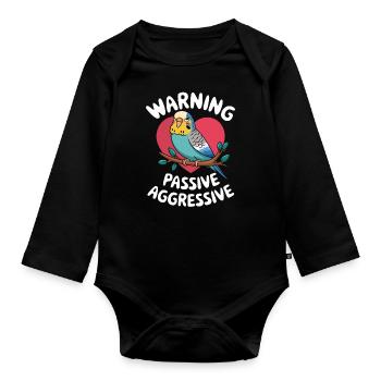 Avertissement Cœur de perroquet passif agressif - Body Bébé bio manches longues - noir - Devant