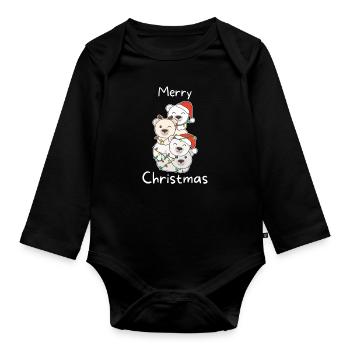 Ours polaire Arbre de Noël Noël Ours polaire - Body Bébé bio manches longues - noir - Devant