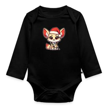 Chapeau de Noël Fées de Noël Fennec - Body Bébé bio manches longues - noir - Devant