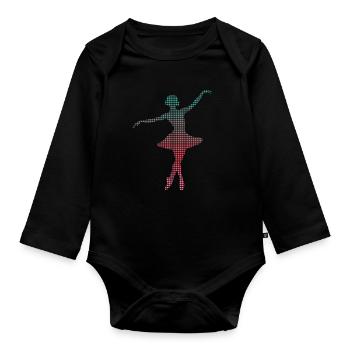 Ballerine danseuse danse ballet pixélisée - Body Bébé bio manches longues - noir - Devant