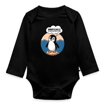 Mindfulness because adulthood is hard - Organic Longsleeve Baby Bodysuit - black - Front
