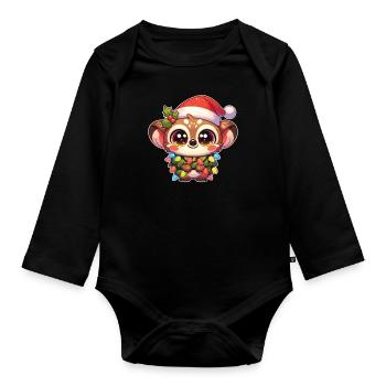 Chapeau de Noël Noël Fées Lumières Galago - Body Bébé bio manches longues - noir - Devant