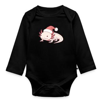 Axolotl Noël Mignon Axolotls Joyeux Noël - Body Bébé bio manches longues - noir - Devant
