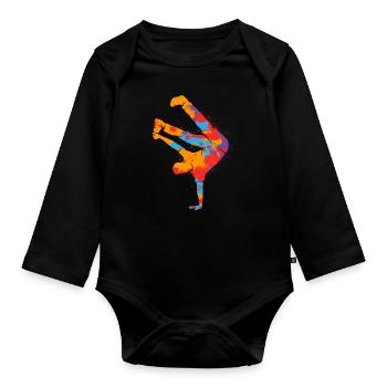 Breakdance Coloré Breakdancer Garçons Breakdance - Body Bébé bio manches longues - noir - Devant