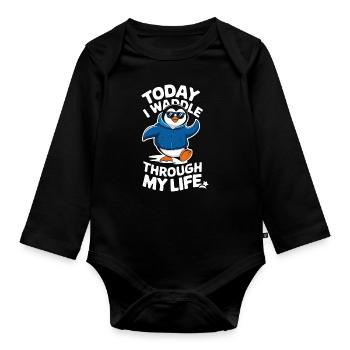Aujourd’hui, je me dandine dans ma vie - Body Bébé bio manches longues - noir - Devant