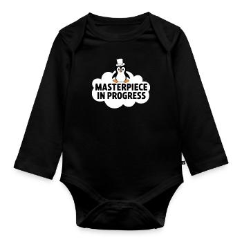 Penguin Masterpiece In Progress Cloud - Organic Longsleeve Baby Bodysuit - black - Front