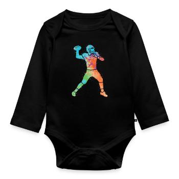 Football américain Sports Enfants Football masculin - Body Bébé bio manches longues - noir - Devant