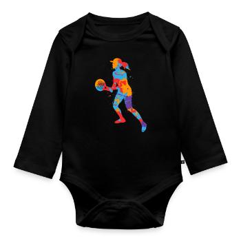 Padel Player Colorful Girls Paddle Padel Tennis - Organic Longsleeve Baby Bodysuit - black - Front