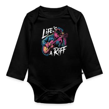 Jazz: Life's A Riff Music Inspiration - Organic Longsleeve Baby Bodysuit - black - Front
