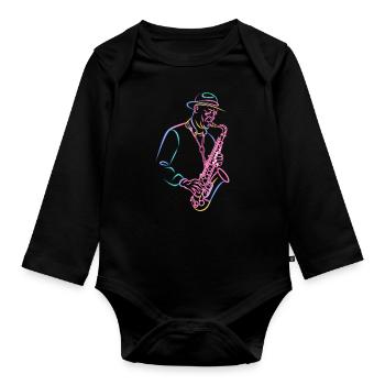 Jazz Saxophonist mit Leidenschaft - Baby Bio-Langarm-Body - Schwarz - Vorne