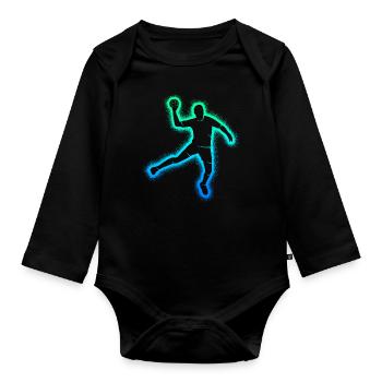 Handball Players Handball Players Children Handball Boys - Organic Longsleeve Baby Bodysuit - black - Front