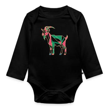 geomGeometric Farm Animal Graphic Goat Colorful - Organic Longsleeve Baby Bodysuit - black - Front