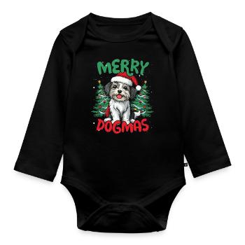 Merry Dogmas Funny Dogs Christmas - Organic Longsleeve Baby Bodysuit - black - Front