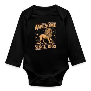 Leo Astrological Sign Zodiac Birthday Year 1963Leo - Baby Bio-Langarm-Body - Schwarz - Vorne