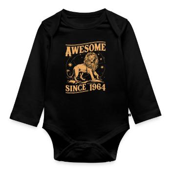Leo Astrological Sign Zodiac Birthday Year 1964Leo - Baby Bio-Langarm-Body - Schwarz - Vorne