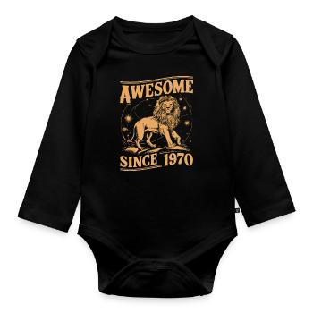 Leo Astrological Sign Zodiac Birthday Year 1970Leo - Baby Bio-Langarm-Body - Schwarz - Vorne
