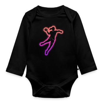 Handball Handball Joueur de Handball Fille Handball - Body Bébé bio manches longues - noir - Devant
